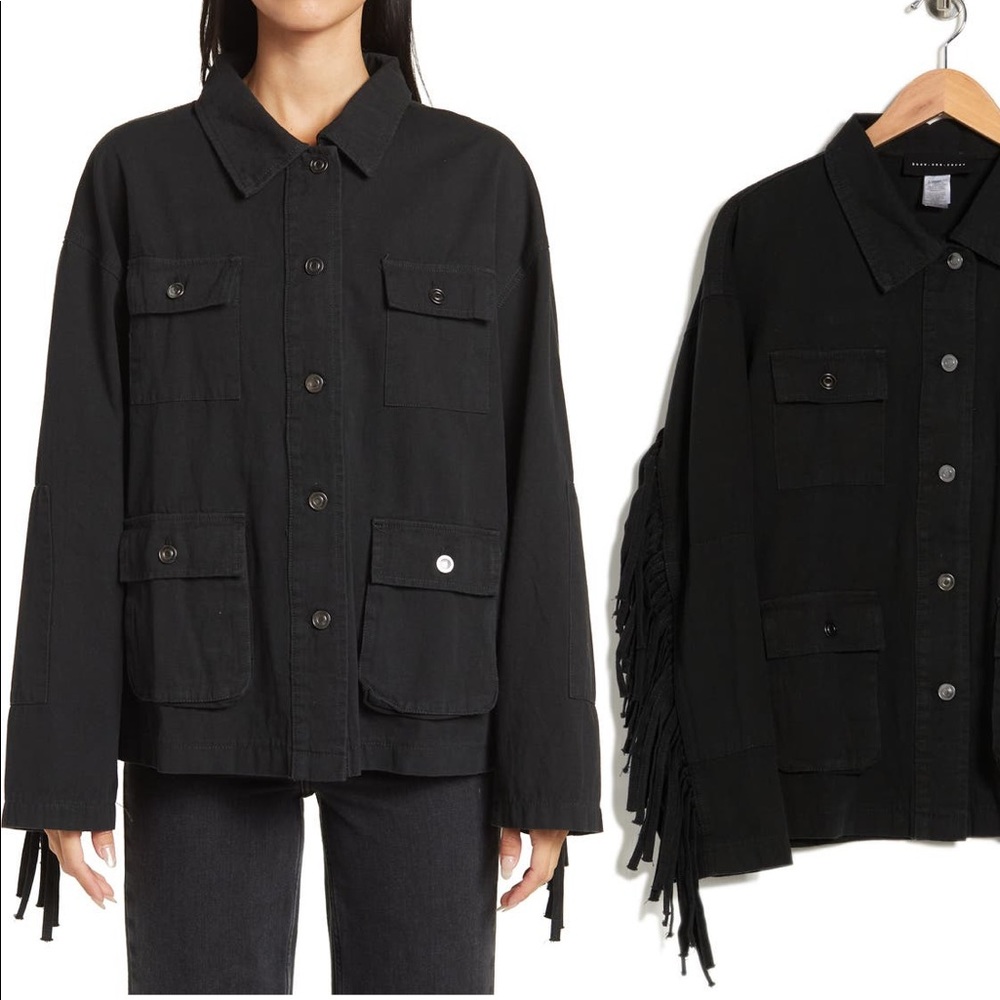 Know One Cares Oversized Fringed Denim Jacket
